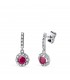 Boucles d'oreilles Rubis pour femme - Or Blanc 750 - Boucles d'oreilles pendantes avec pierre précieuse