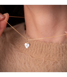 Colgante Corazón Chatón Oro Amarillo 18k 10 mm Charm punto de luz romántico San Valentín
