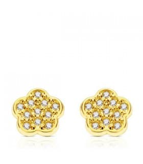 Orecchini a bottone fiore con zirconi, ideale donna e ragazza, 7 mm - Dasha