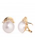 Pendientes Gen Perlas de Mabe Oro 18 Kilates. Perla cultivada 15 - 16 MM. Joyas para mujer, estilo antiguo retro.
