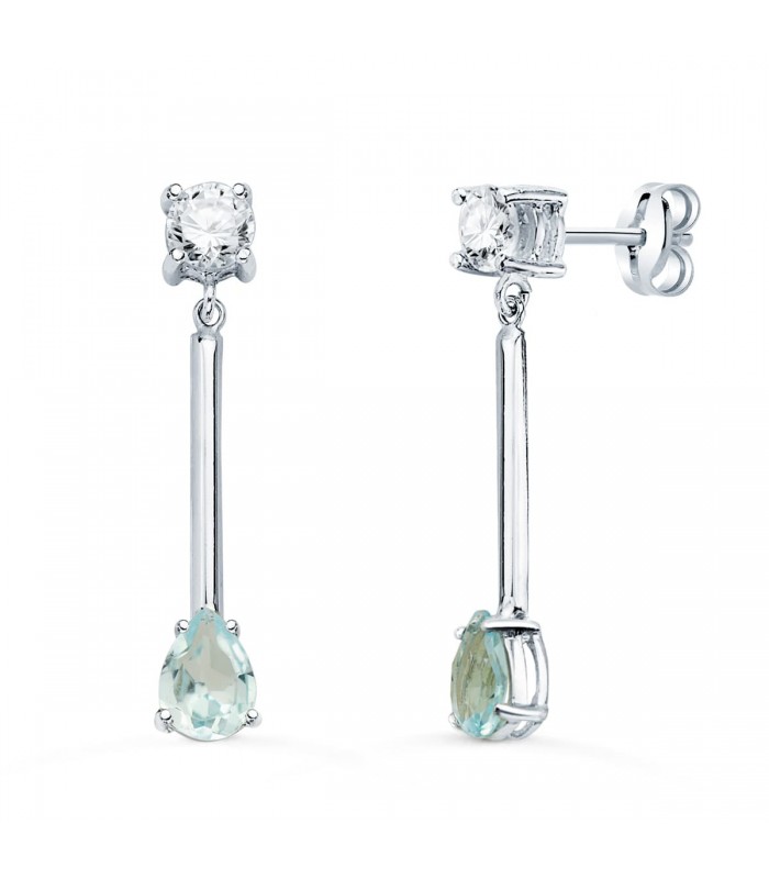 Boucles D'oreilles Nébula Or blanc 18K Topaze Bleue