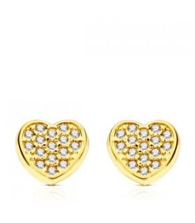 Orecchini Callidora oro giallo 18 carati, forme di cuor, gioielli da donna.