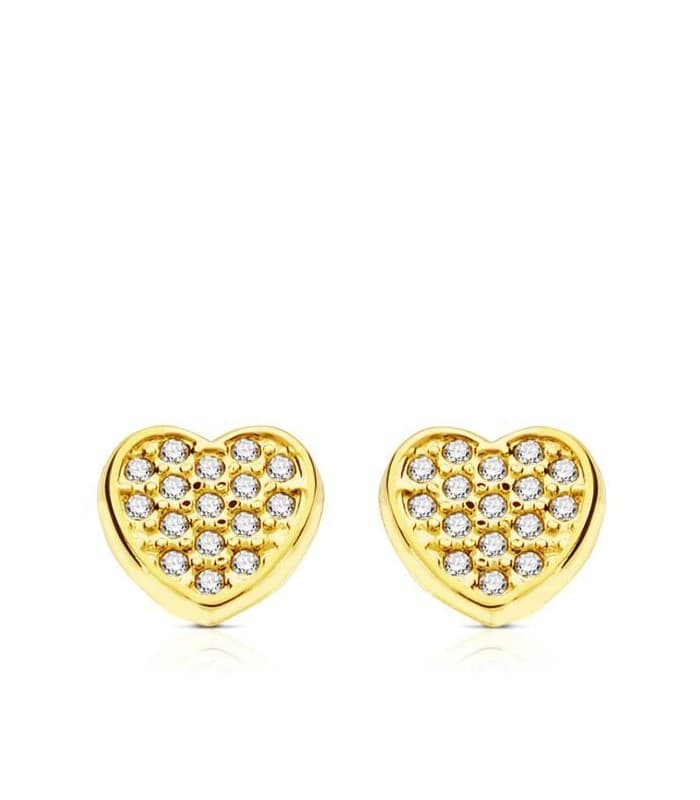Orecchini Callidora oro giallo 18 carati, forme di cuor, gioielli da donna.
