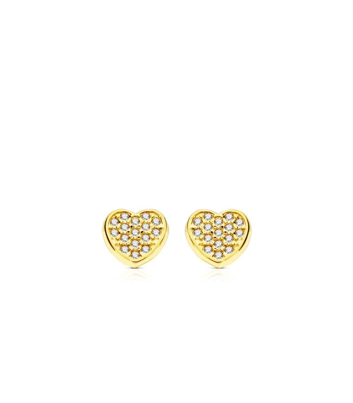 Herz-Ohrstecker mit Zirkonia Steinen - Ohrringe Gold 18K Damen N5677-5AP Herz