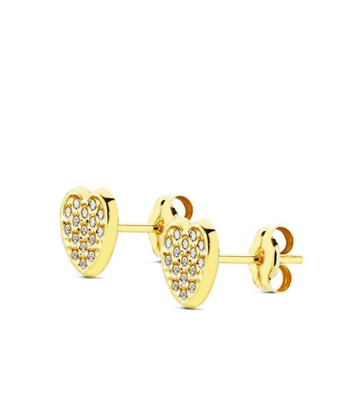 Herz-Ohrstecker mit Zirkonia Steinen - Ohrringe Gold 18K Damen N5677-5AP Herz