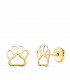 Pendientes niña Huella de perro oro 18 Kilates. Pendientes baratos niña, mujer.