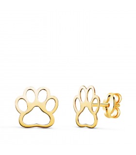 Pendientes Huella de perro Oro amarillo 18K. Pendientes baratos niña, mujer.