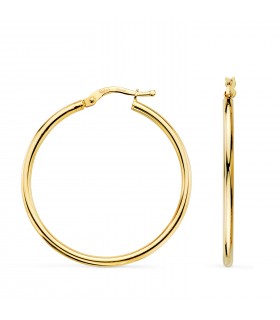 Pendientes aro hueco Oro amarillo 18K 34mm | Pendientes Mujer, joyas online.