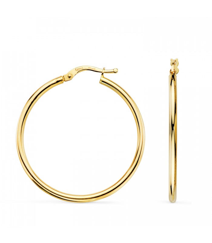Pendientes aro hueco Oro amarillo 18K 34mm | Pendientes Mujer, joyas online.