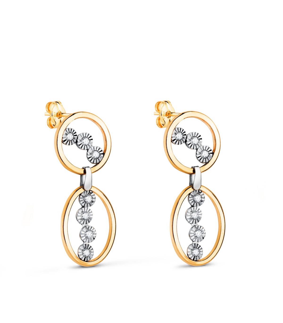 Pendientes Largos Isabella Oro Bicolor 18K. Pendientes de fiesta: boda, invitada.
