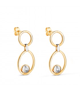 Pendientes Largos Gisela Oro Bicolor 18K. Pendientes de fiesta: boda, invitada.