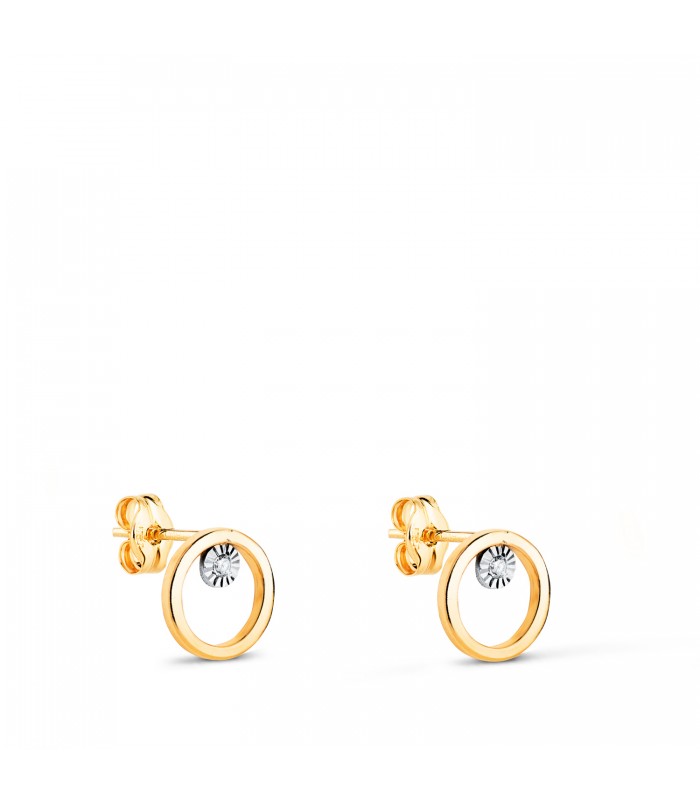 Pendientes mujer Irma Oro Bicolor 18K. Pendientes pequeños, forma de aro.