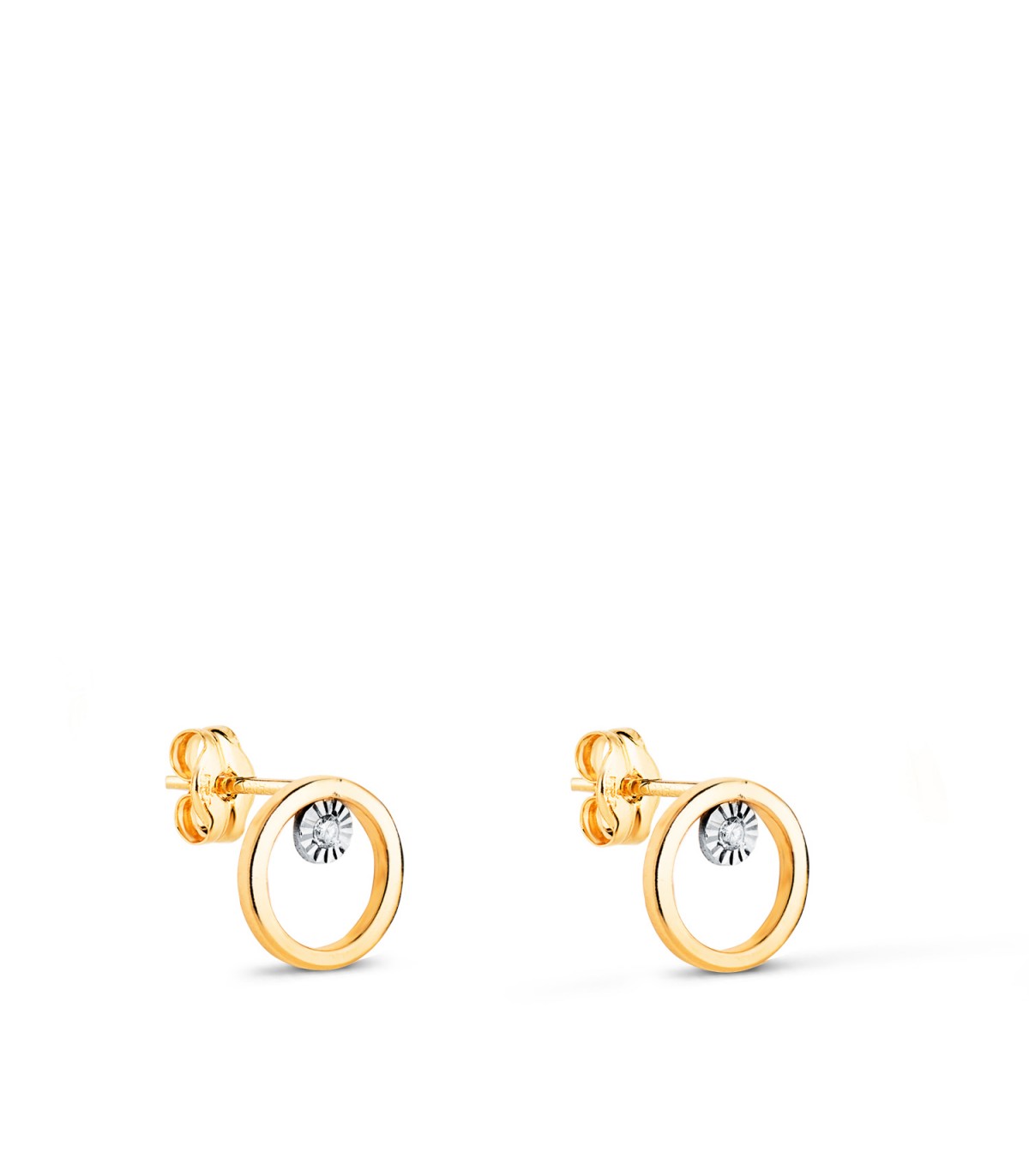 Pendientes mujer Irma Oro Bicolor 18K. Pendientes pequeños, forma de aro.