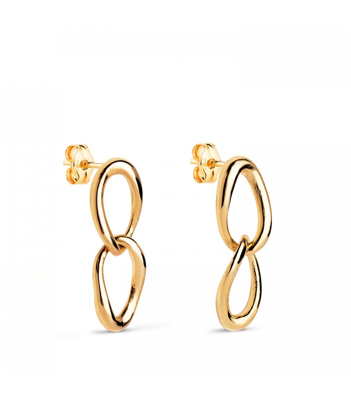 Pendientes Largos Natalia Oro 18K. Pendientes de fiesta, invitada, diseño cadena.