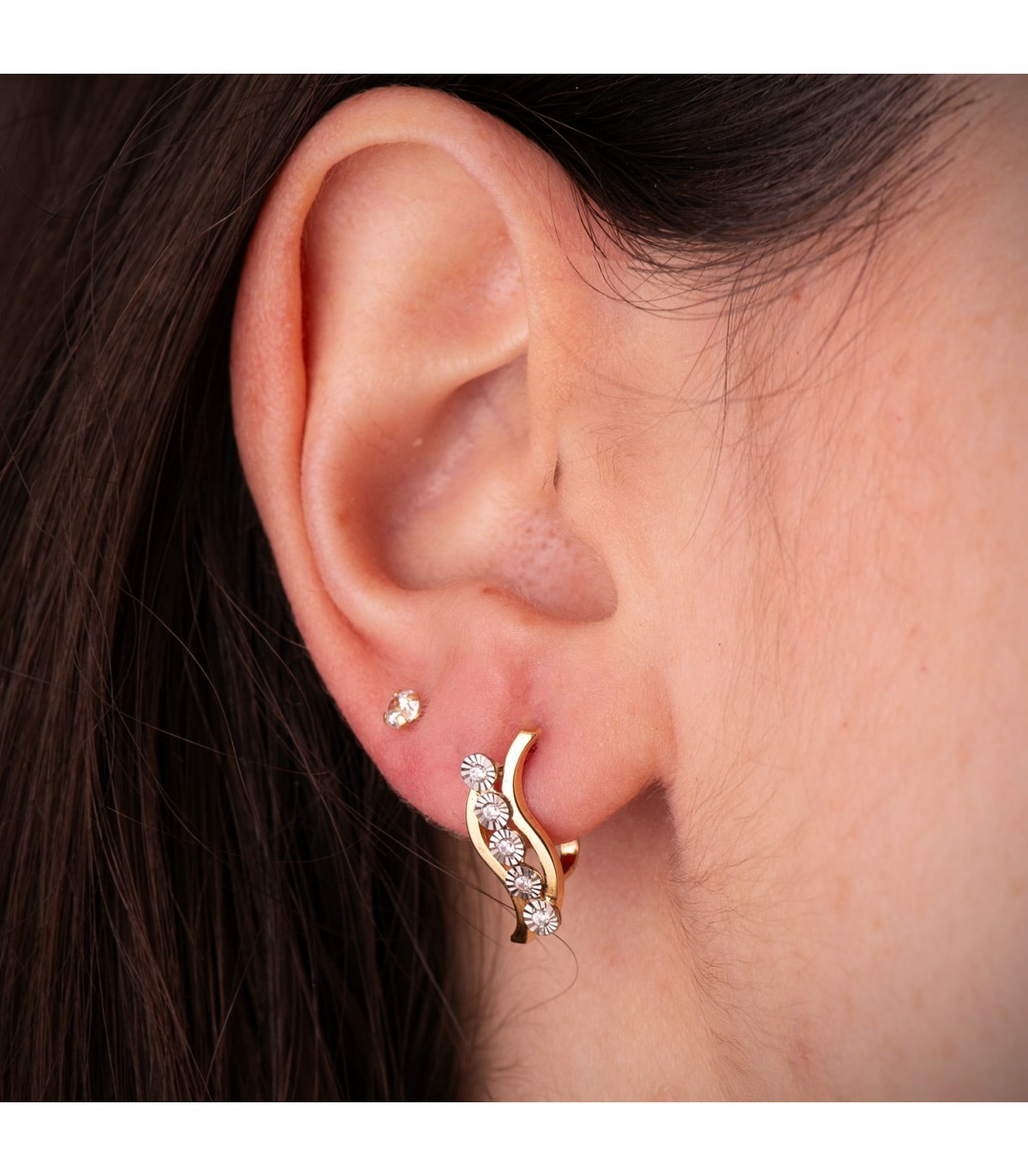 Pendientes mujer y pendientes de oro. Modelo Denia oro 18 kilates 750/1000.