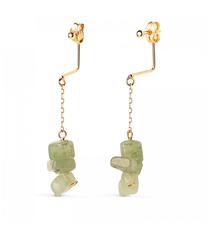 Pendientes oro 18K Gamora piedras verdes. Joyas para mujer, joyería online. Pendientes modernos.