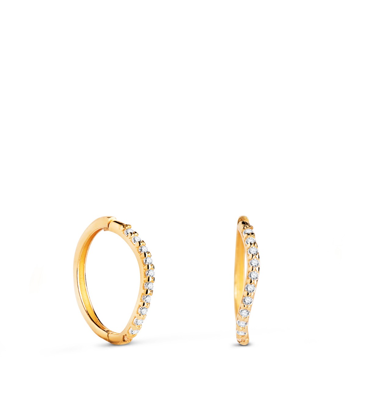 Boucles d'oreilles Créoles Nia Or 18K 12mm. Créoles petites pour femme, piercings en or 750.