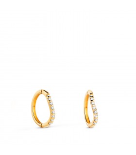 Boucles d'oreilles Créoles Nia Or 18K 10mm. Créoles petites pour femme, piercings en or 750.