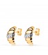 CROISSANT Damen Ohrringe Gold 750 18K - Farbe Gelb-Weissgold, Gewölbt, Glatt, Wellen-Form.