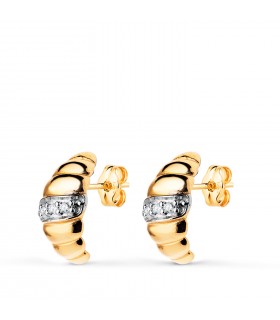 Orecchini Croissant oro bicolore 18kt - Orecchini moderni.