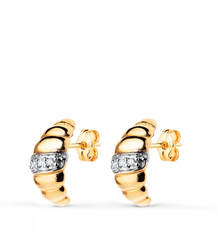 Pendientes Croissant Oro bicolor 18K - Pendientes modernos