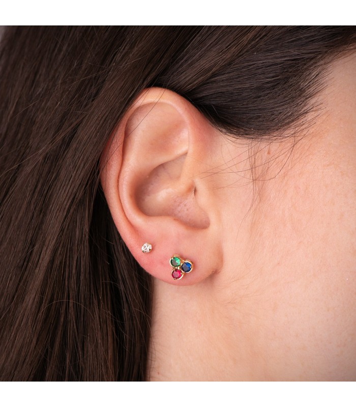 Pendientes de oreja trébol Oro 18K. Alda Joyeros, joyería online.