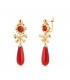 Boucles d'oreilles Pendantes Yosaelis Corail Or Jaune 18K