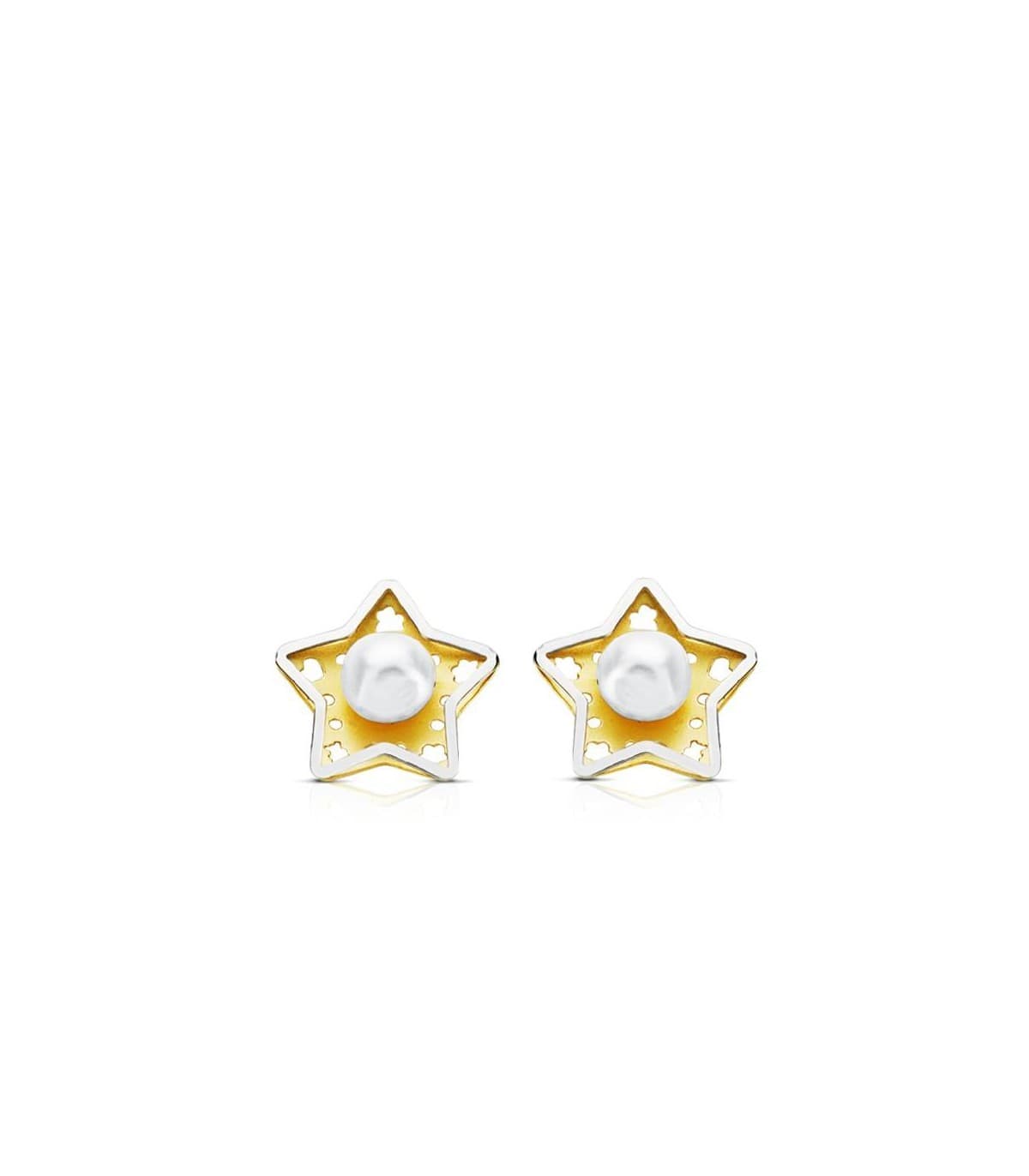 Orecchini in oro giallo e bianco con perla, modello a stelle Canace | Gioielli donna.