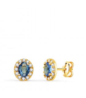 Orecchini donna Bruma topazio azzurro oro 18kt. Gioielli da donne e orecchini moderni.