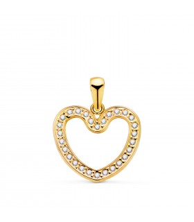 Ciondolo donna oro 18kt Cuore zirconi. Collana a forma di cuore. Gioielli online.