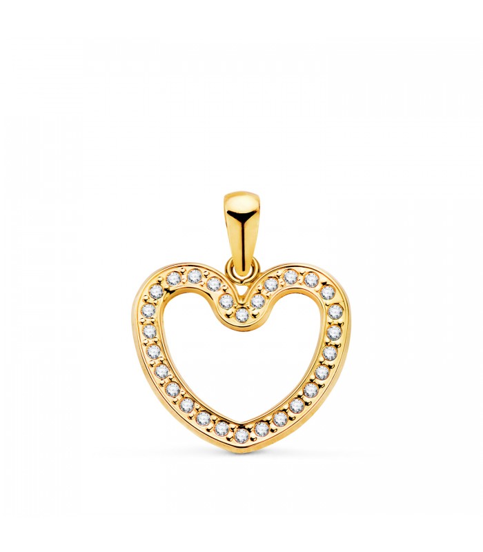 Colgante mujer oro 18k Corazón circonitas. Collar con forma de corazón. Joyas online.