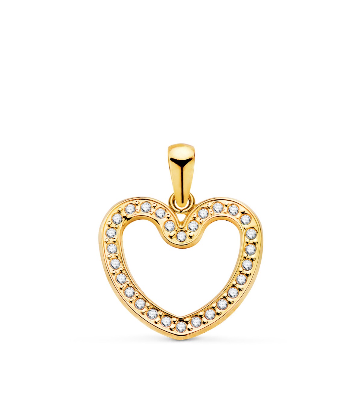 Ciondolo donna oro 18kt Cuore zirconi. Collana a forma di cuore. Gioielli online.