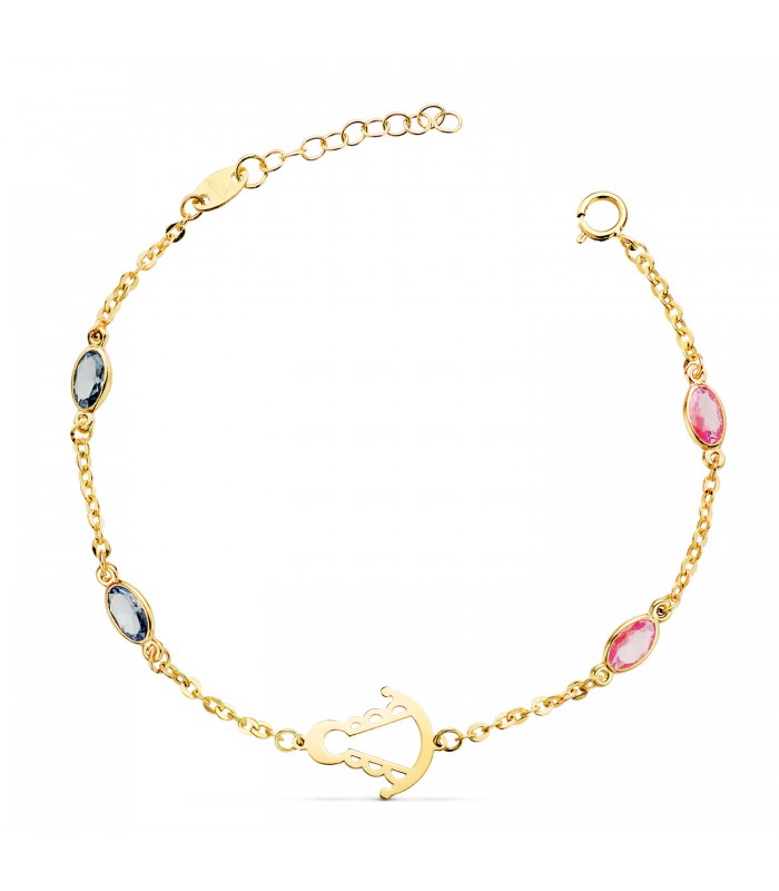 Bracelet Vierge du Rocío 18K Pierres. Bracelets pour femmes et filles.