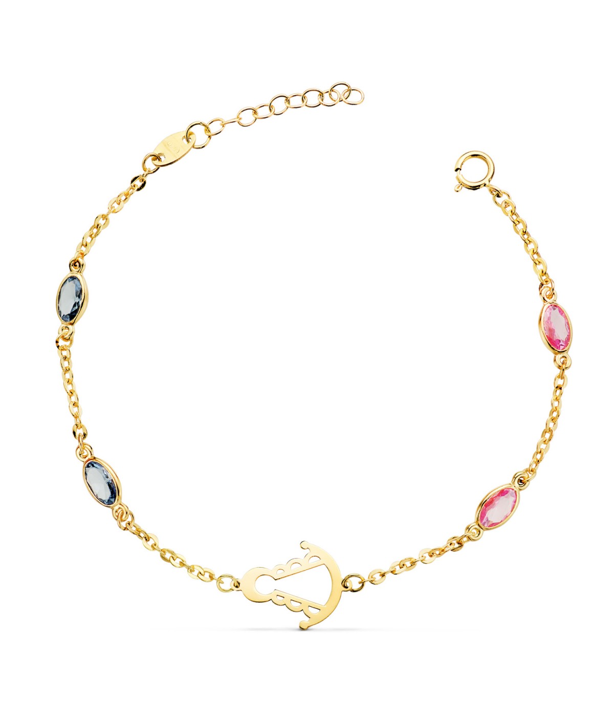 Bracelet Vierge du Rocío 18K Pierres. Bracelets pour femmes et filles.