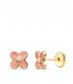 Boucles d'oreilles fille or 18K fleur émaillée