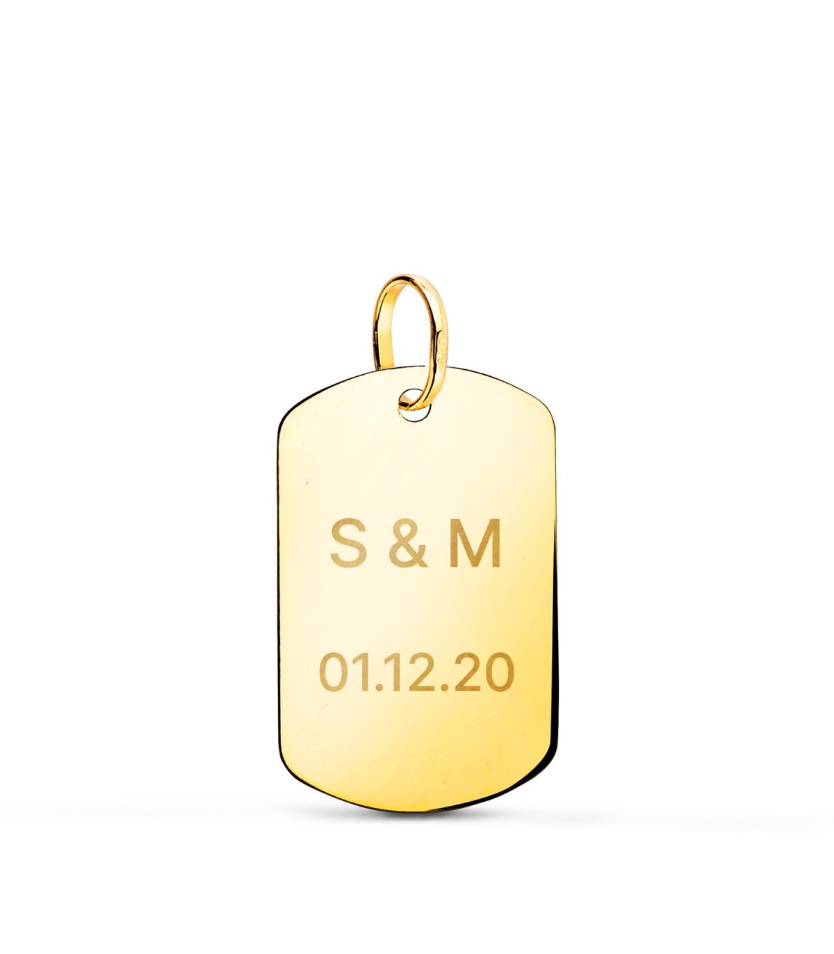 Chapa militar personalizada Oro 18K 21mm. Colgante personalizado con grabado.