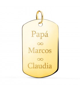 Chapa militar personalizada Oro 18K 28mm. Colgante personalizado con grabado.