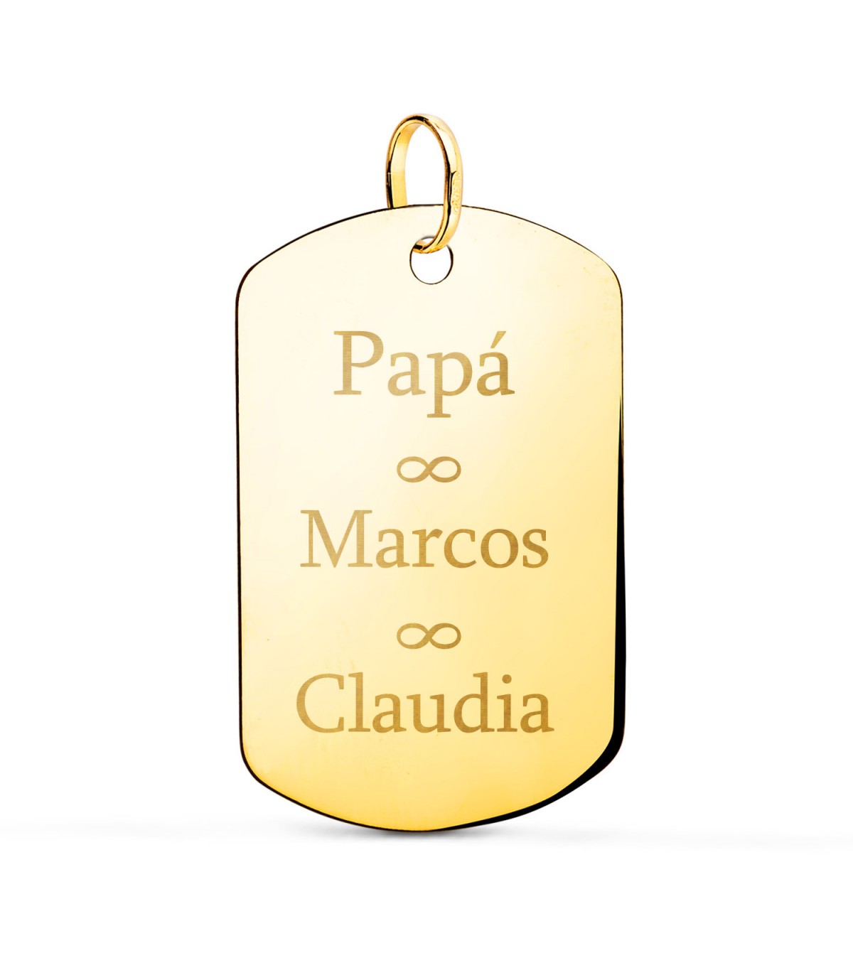 Chapa militar personalizada Oro 18K 28mm. Colgante personalizado con grabado.