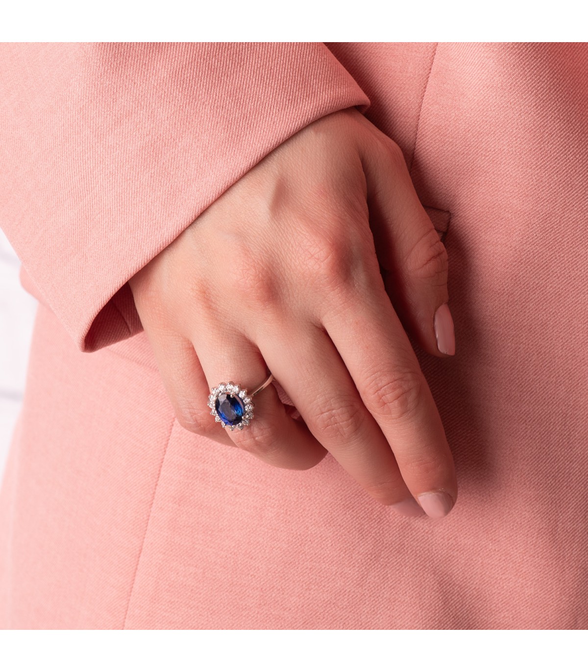 Saphir Ring mit Diamanten Galadriel 750 Weißgold