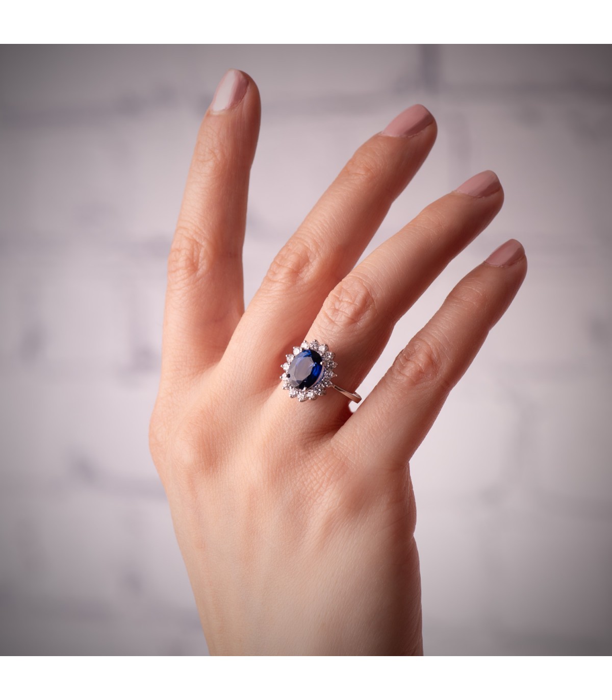 Saphir Ring mit Diamanten Galadriel 750 Weißgold