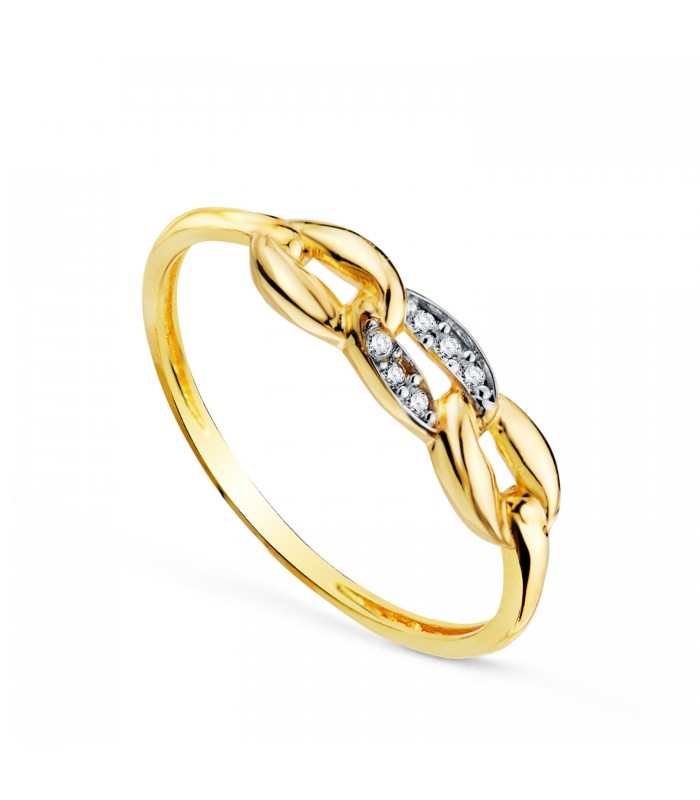 Anello Catena Maialen 2 ori 18kt. Anelli oro per donna, anelli moderni, modello a catena slim.