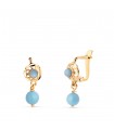 Orecchini pendenti Mar sfera turchese 15mm 18K