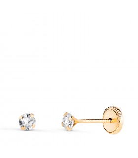 Boucles d'oreilles griffes Madrid 3 mm Or jaune 750- Boucles d'oreilles enfant zircones, piercings.