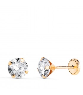 Boucles d'oreilles griffes Madrid 6 mm Or jaune 750- Boucles d'oreilles enfant zircones, piercings.
