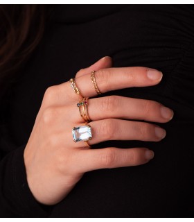 Anillo Cadena Maialen Oro Bicolor 18K, sortija mujer de eslabones. Anillos modernos, joyas mujer.