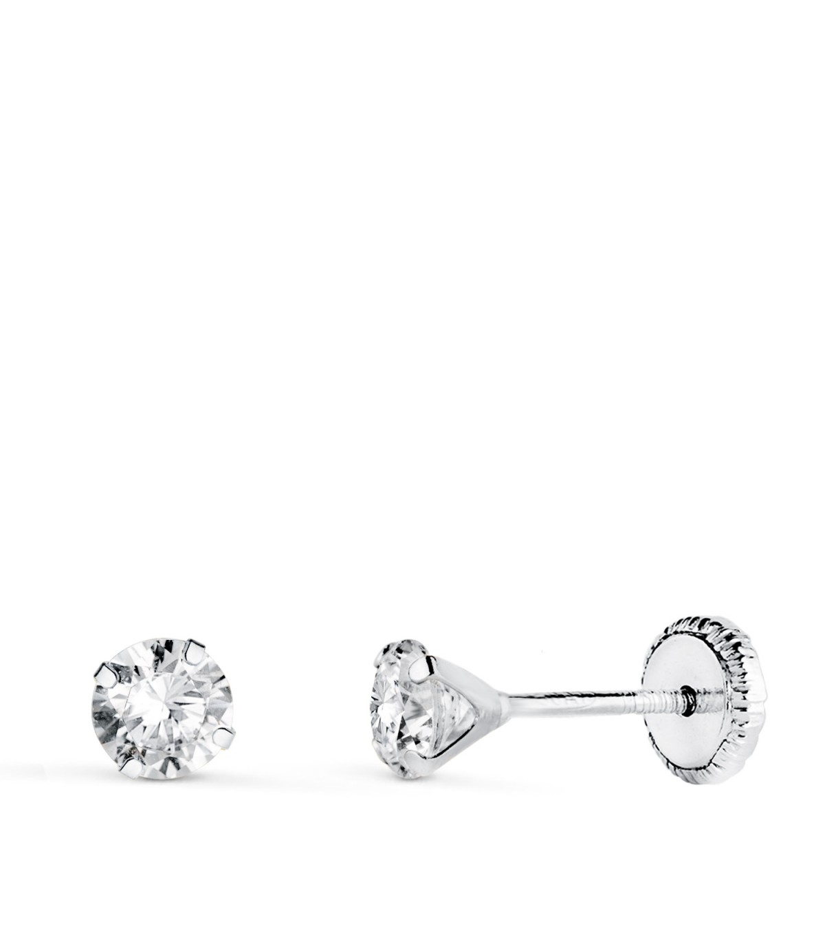 Boucles d'oreilles griffes Madrid 4 mm Or blanc 750- Boucles d'oreilles enfant zircones, piercings.