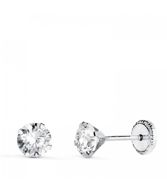 Boucles d'oreilles griffes Madrid 5 mm Or blanc 750- Boucles d'oreilles enfant zircones, piercings.
