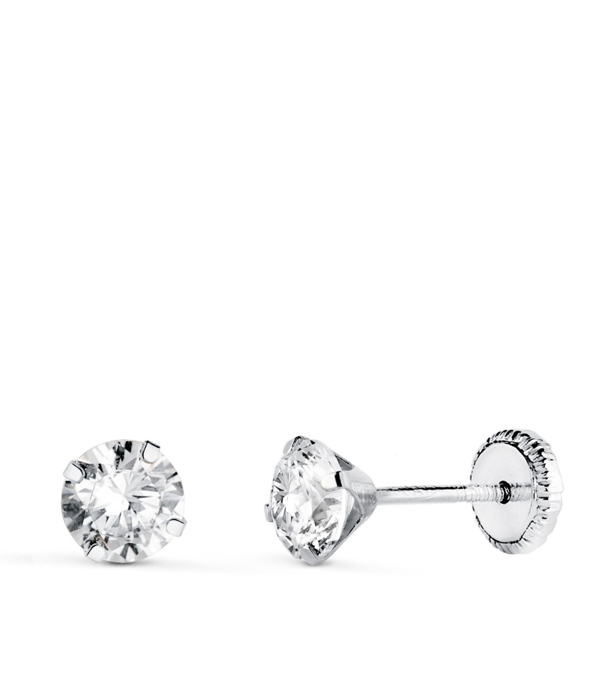 Boucles d'oreilles griffes Madrid 5 mm Or blanc 750- Boucles d'oreilles enfant zircones, piercings.