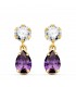 Boucles d'oreilles femme Valencia Or 18K améthyste. Boucles d'oreilles pendantes, pierres couleurs.