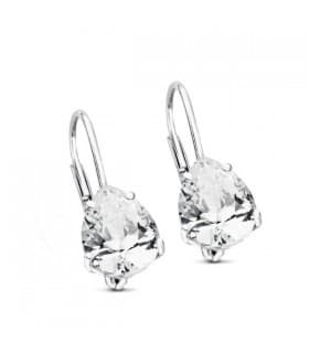 Orecchini a monachella Zirconi Goccia, 20 x 7 mm - Modello donna Arwen in oro bianco 18 Kt